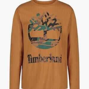 Timberland Brown Long Sleeve Logo T Shirt Cotton Casual Crew Neck L14/16